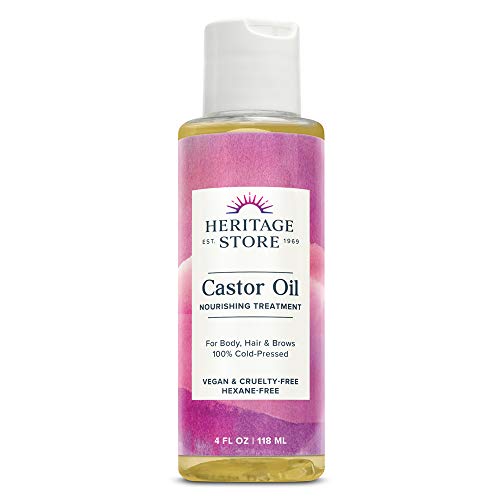 Heritage Store Castor Oil, Nourishing Hair Treatment, Deep Hydration for Healthy Hair Care, Skin Care, Eyelashes & Brows, Castor Oil Packs & More, Cold Pressed, Hexane Free, Vegan & Cruelty Free, 32oz