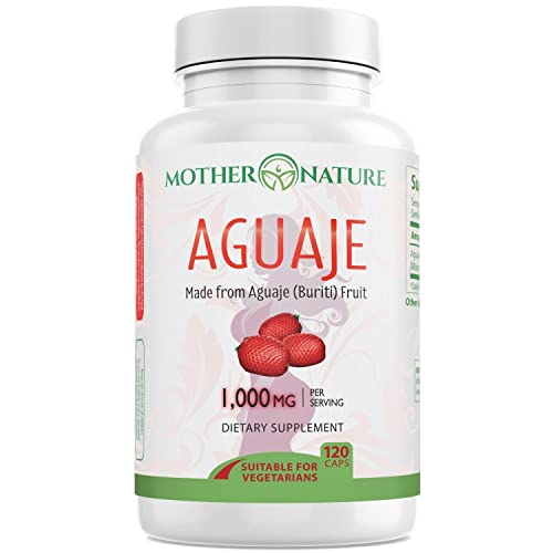 비타민 Aguaje Fruit Supplement - 120 Vegan Capsules 1000mg Per Serving Natural Butt Bust Enhancement Curve Enhancer Hormone Balancer Fresh Harvest from Peru