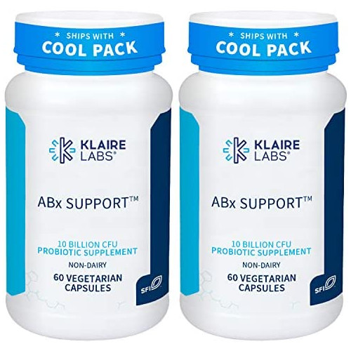 비타민 Klaire Labs ABx Support Probiotic - 10 Billion CFU Supplement for Support During Antibiotic Therapy Hypoallergenic & Non-Dairy 60 Capsules