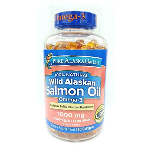Pure Alaska Omega-3 Wild Alaskan Salmon Oil, 1000 mg Softgels, 180 Count