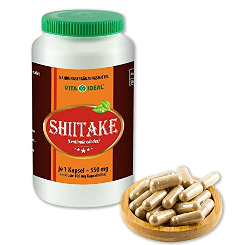 VITA IDEAL® Shiitake Mushroom Extract (Lentinula Edodes) 360 Capsules 550 mg Each Made from Pure Natural Mushroom Extracts, No Additives