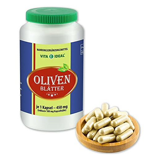 VITA IDEAL® Olive Leaves (Olea Europaea) 180 Capsules 450 mg Each Made from Pure Natural Herbs Without Additives