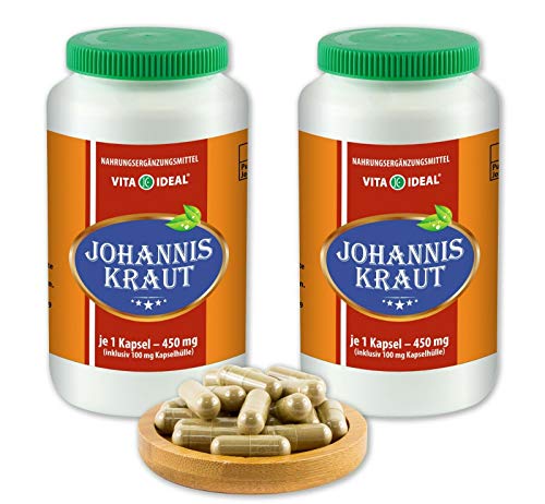 VITA IDEAL® St. Johns wort (Hypericum perforatum) 2x360 capsules each 450 mg made from pure natural herbs, no additives