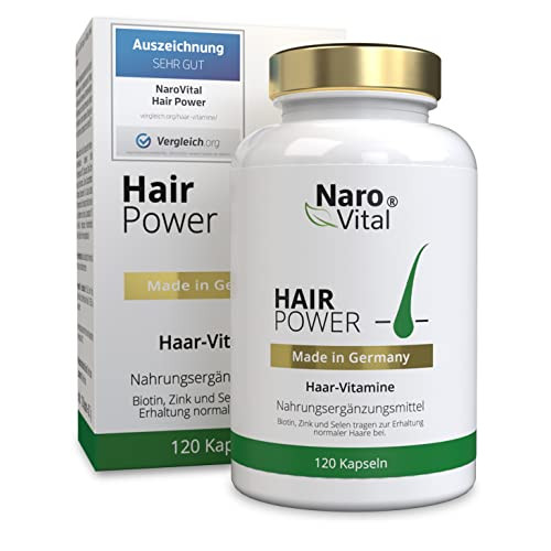NaroVital 헤어 Power Vitamins High Dosage Biotin Zinc Selenium OPC Millet Extract Rich Silicon Silica 120 Capsules 2 Months Beard Growth