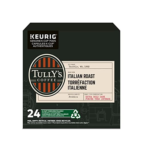 커피 Tullys Coffee Italian Roast Keurig Single-Serve K-Cup Pods Dark Roast Coffee 72 Count