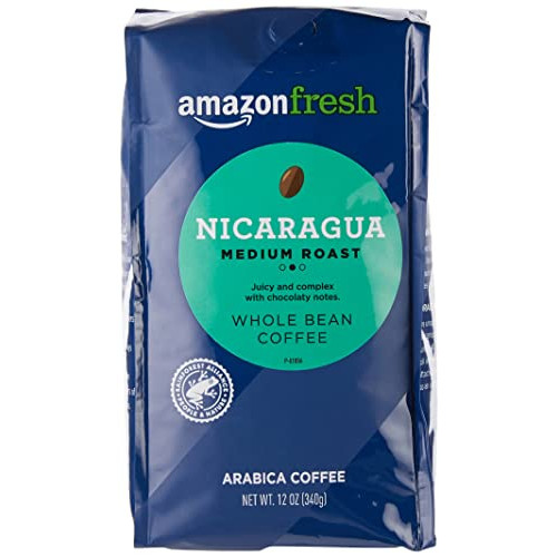 AmazonFresh Direct Trade Nicaragua Whole Bean Coffee, Medium Roast, 12 Ounce (Pack of 3)