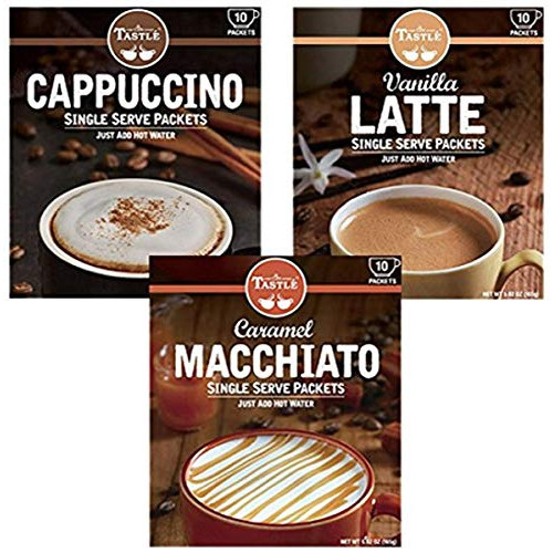 Cafe Tastlé Cappuccino, Vanilla Latte, Caramel Macchiato, 30 Piece Variety Pack