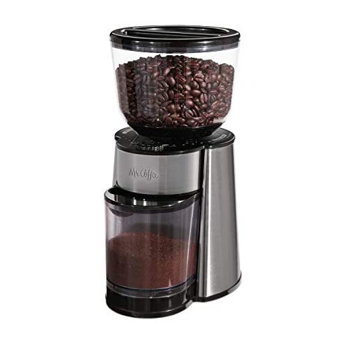 Mr. Coffee Automatic Burr Mill Coffee Grinder with 18 Custom Grinders, Silver