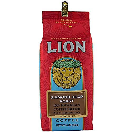 커피 Lion Coffee Diamond Head Roast 10% Hawaiian Coffee Blend - Ground 10 Ounce Bag