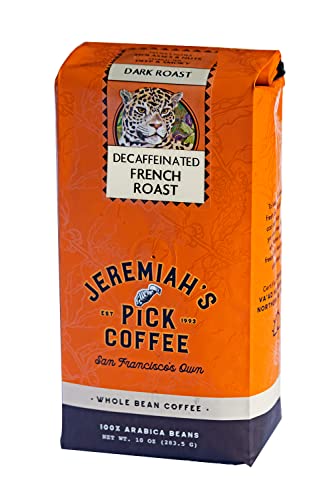 Jeremiahs Pick Coffee French Roast Decaf Whole Bean Coffee, 10-Ounce Bags (Pack of 3)