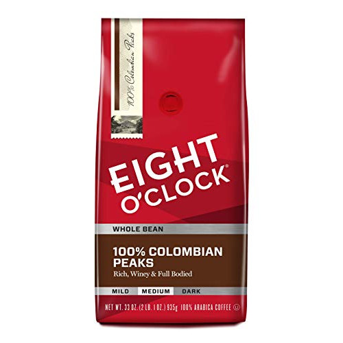 Eight OClock Whole Bean Coffee, 100% Colombian Peaks, 33 Ounce