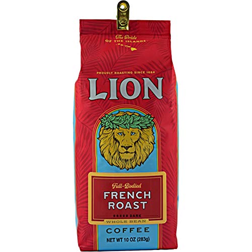 Lion Coffee, French Roast - Whole Bean, 10 Ounce Bag