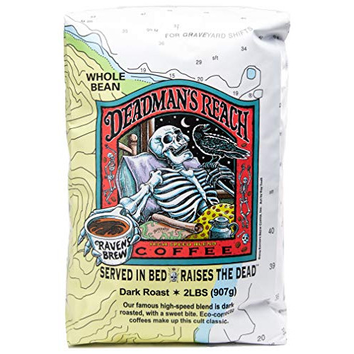 커피 Raven’s Brew Coffee Whole Bean Deadman’s Reach – Dark Roast – Breakfast Coffee Bliss with an Instant Caffeine Supercharge – Delicious as Espresso – 5lb Bag