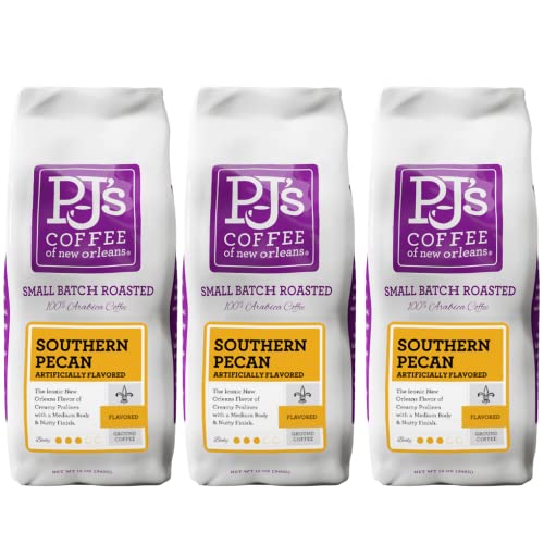 커피 PJs Coffee of New Orleans Southern Pecan Ground Coffee Pack of 3