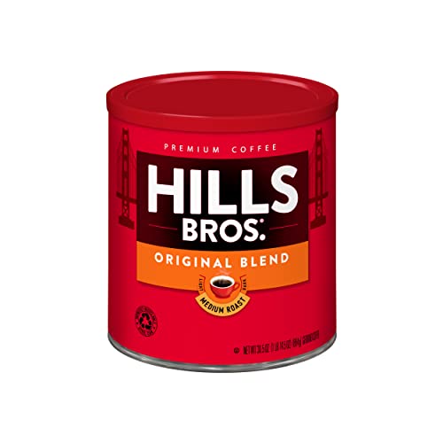 커피 Hills Bros High Yield Ground Coffee Medium Roast 30.5 Oz. Can – Full-Bodied Rich Coffee Taste Balanced for Optimum Caffeine