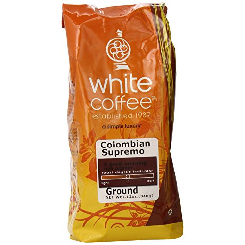 White Coffee Ground Coffee, Colombian Supremo, 12 Ounce