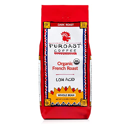 Puroast Low Acid Whole Bean Coffee, Colombian Supremo Blend, High Antioxidant, 2.2 Pound Bag, 1000g