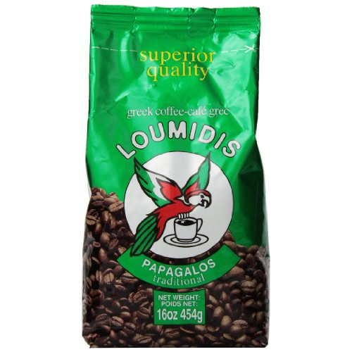 Loumidis Greek Ground Coffee Papagalos Traditional 2 Pack (16 Ounces)