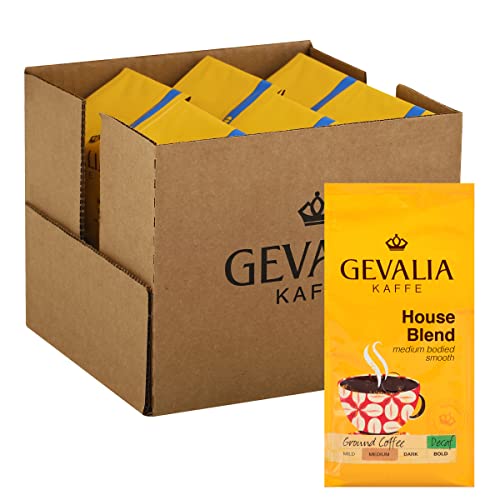 Gevalia Decaf House Blend Medium Roast Ground Coffee (12 oz Bags, Pack of 6)