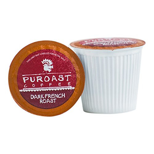 Puroast Low Acid Coffee Single-Serve Pods, French Roast, High Antioxidant, Compatible with Keurig 2.0 Coffee Makers, Red, 12 Count