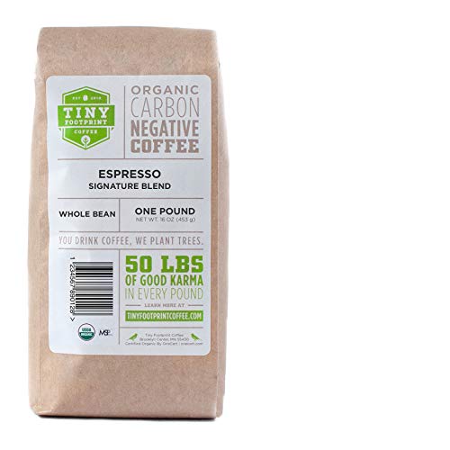 커피 Tiny Footprint Coffee - Organic Signature Blend Espresso Roast Whole Bean Coffee USDA Organic Carbon Negative 3 Pound