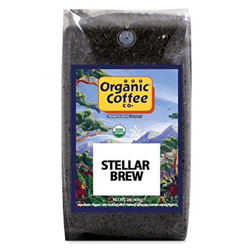 Organic Coffee Co. Hazelnut Whole Bean Coffee 2LB (32 Ounce) Flavored Medium-Light Roast USDA Organic