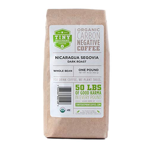 Tiny Footprint Coffee - Fair Trade Organic Nicaragua Segovia Dark Roast |Whole Bean Coffee | USDA Organic | Fair Trade Certified | Carbon Negative | 3 Pound