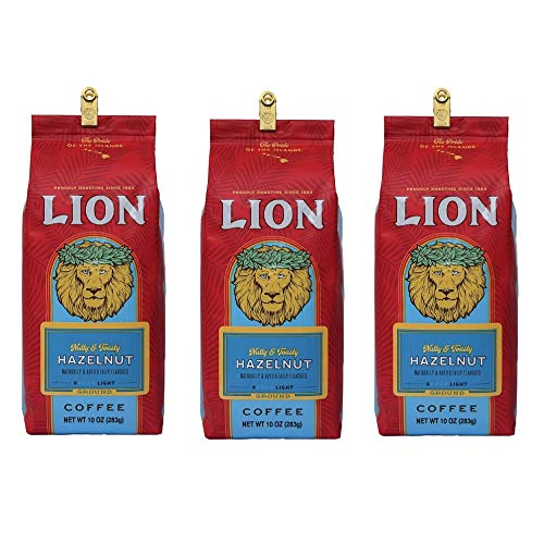 Lion Coffee Hazelnut Flavor Light Roast Ground 10oz Bag