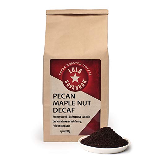 커피 Lola Savannah Texas Pecan Ground Coffee - Arabica Beans Brimming with Roasted Pecan Flavor Decaf 2lb Bag