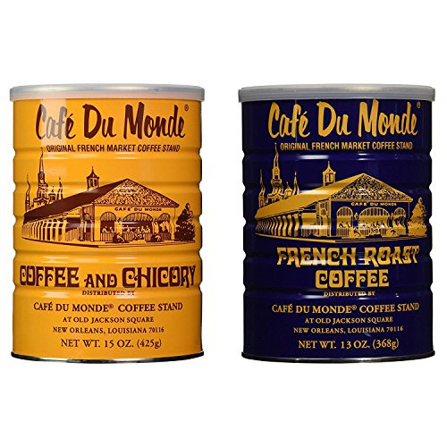 커피 Cafe Du Monde Coffee and Chickory and French Roast Bundle. New Orleans Coffee Bundle Includes One 15 ounce Original Coffee And One 13 Ounce French Roast.