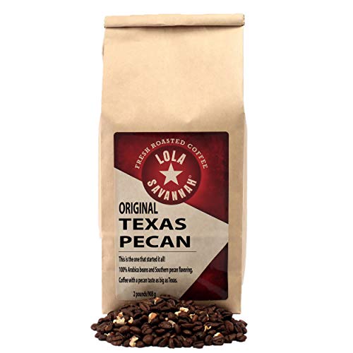 커피 Lola Savannah Texas Pecan Whole Bean Coffee - Arabica Beans Combined Real 피스 Caffeinated 2lb Bag