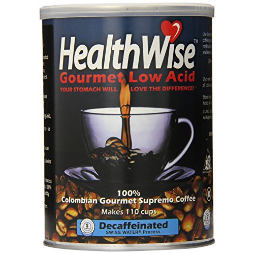 HealthWise Low Acid Swiss Water Decaffeinated Coffee, 100% Colombian Decaf Supremo, 12 Ounce