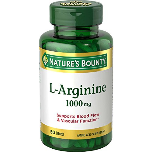 Natures Bounty L-Arginine, Supports Blood Flow and Vascular Function, 1000 mg, Tablets, 50 Ct
