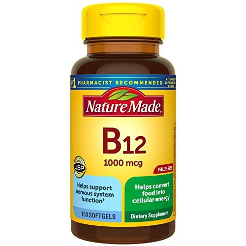 Nature Made 비타민 B12 1000 mcg Softgels 150 Count Value Size Packaging May Vary