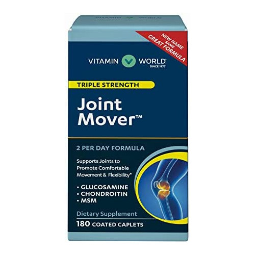 Vitamin World Triple Strength Joint Mover Joint Support Nutritional Supplement Feat. Glucosamine MSM Chondroitin to Support Joint Comfort and Flexibility 180 Caplets