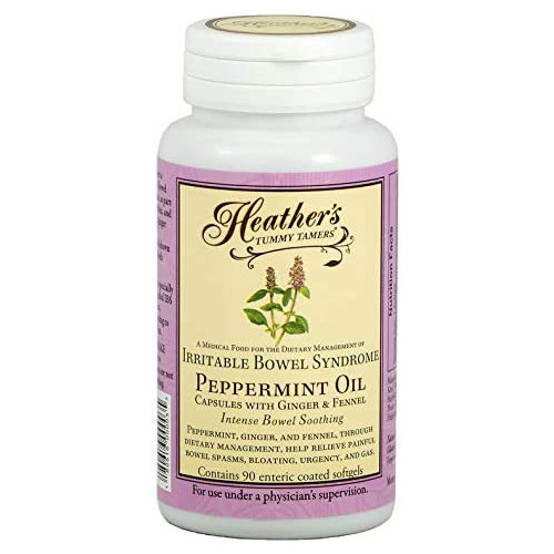 Heather Tummy Tamers Peppermint Oil Capsules IBS 90 Count Bottle