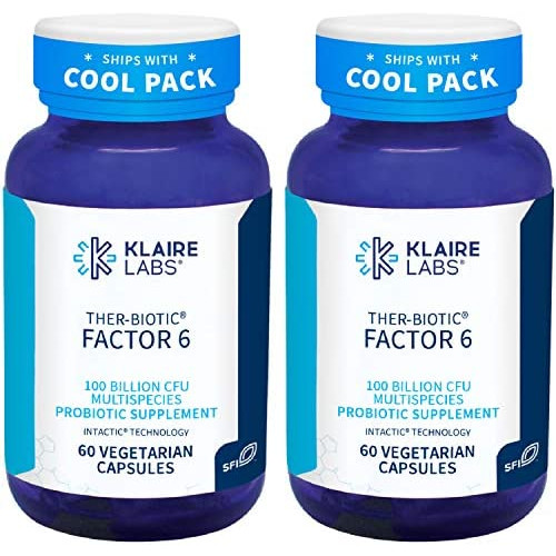 Klaire Labs Ther-Biotic Factor 6 Probiotic - 100 Billion Ultra Strength CFU The Original Hypoallergenic Probiotic for Men & Women Dairy-Free Digestive Support 60 Capsules
