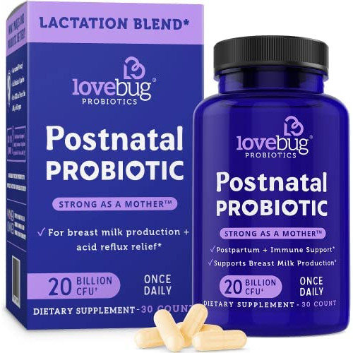 Lovebug Postnatal Probiotic Supplement Extra Folic Acid Formula Support Healthy Breastfeeding Moms Best Nursing Mother & Baby 30알.