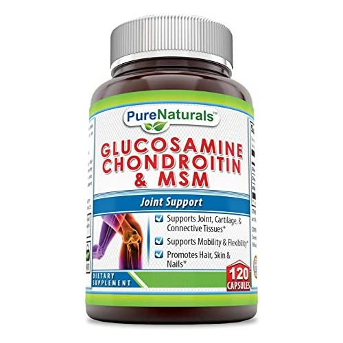 Pure Naturals Glucosamine Chondroitin & MSM 240 Capsules -Supports Joint Cartilage Connective Tissues Mobility Flexibility -Promote Hairs Skin Nails