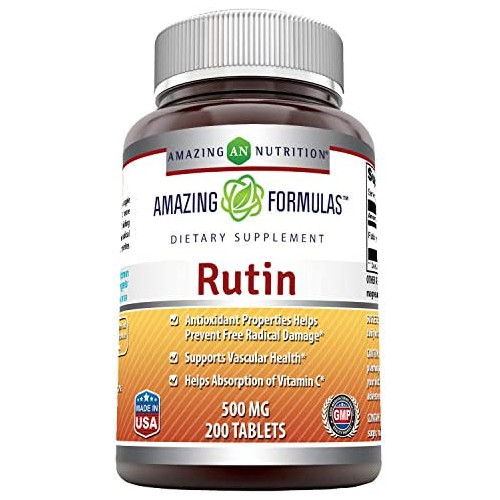 Amazing Formulas Rutin - 500mg알 Non-GMOGluten Free Antioxidant Properties Helps Absorption 비타민 C Supports Vascular Health 100 Count