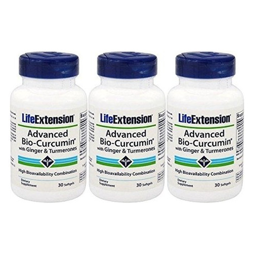 커큐민 Life Extension Advanced Bio-curcumin Ginger 30 Softgels 3-Pack