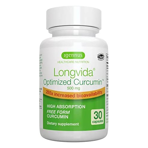 커큐민 Longvida Optimized Curcumin Supplement 500 Mg 285X Bioavailability Vegan - 30 Capsules