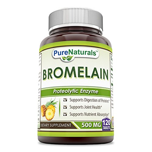 Pure Naturals Bromelain Dietary Supplement - 500mg, 120 Enzyme Tablets Per Bottle u2013 Supports Healthy Digestion, Anti- Inflammatory Support & More
