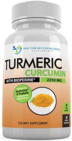 커큐민 Turmeric Curcumin - 2250mg/d - 95% Curcuminoids - 90 Veggie Caps with Black Pepper Extract Bioperine - 750mg Capsules - Most Powerful Turmeric Supplement with Triphala