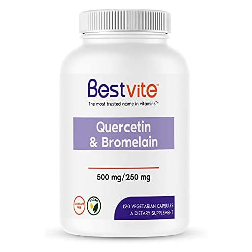 Quercetin with Bromelain 500mg/250mg (240 Vegetarian Capsules) (120 x 2) - No Stearates - No Silicon Dioxide - Vegan - Non GMO - Gluten Free