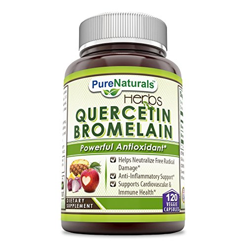 퀘르세틴 Pure Naturals Quercetin with Bromelain Veggie Capsules -Reduces Sign of Aging -Supports Healthy Immune Response 120Count