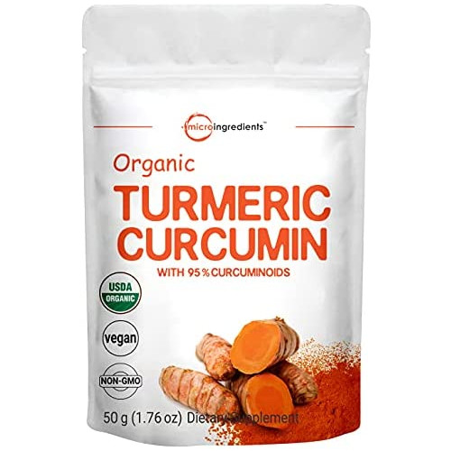 Organic Curcumin Powder (Natural Turmeric Extract and Turmeric Supplements), Rich in Antioxidants & Immune Vitamin, Best Supplements for Joint & Immune System Support, 50 Gram, Vegan Friendly.