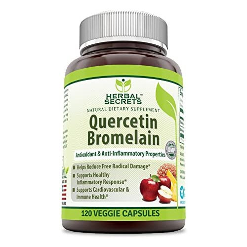퀘르세틴 Herbal Secrets Quercetin 800 Mg with Bromelain 165 Mg 120 Vcaps- supports cardiovascular & immune health supports healthy inflammatory response