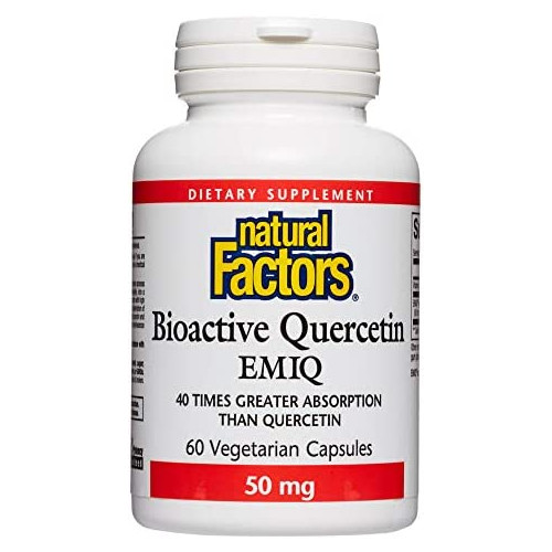 퀘르세틴 Natural Factors Bioactive Quercetin EMIQ 50 mg Antioxidant Support for a Healthy Heart and Immune System 60 Capsules 60 Servings