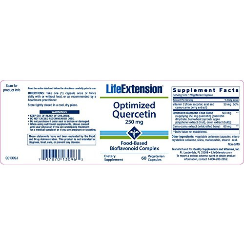 퀘르세틴 Life Extension Optimized Quercetin Capsules 60-Count